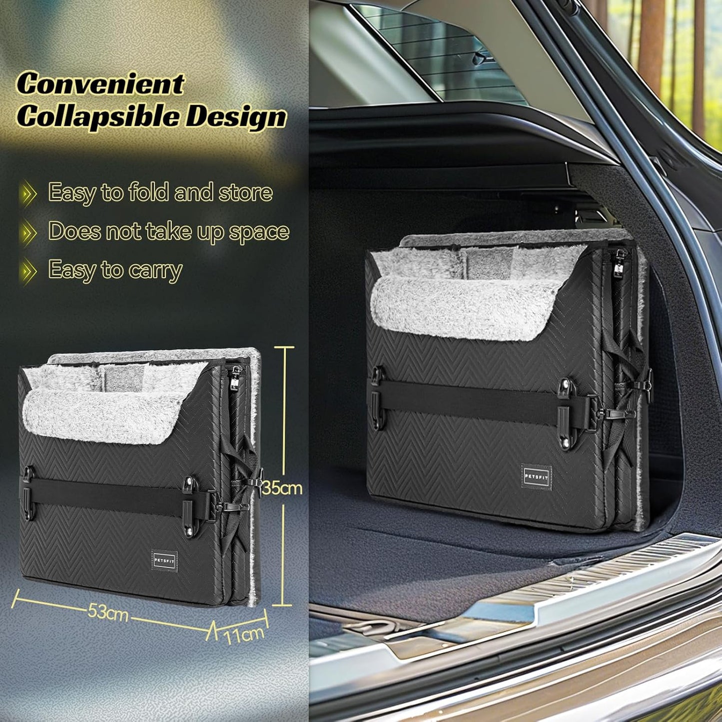 Elevated View Dog Booster Seat – Black (M, Harness Clips, Up to 11kg) | HappyPawsCo UK