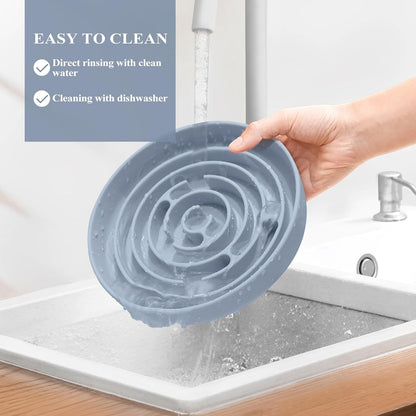 Slow Feeder Dog Bowl Silicone Dog Slow Feeder with Suction Cup anti Choking Slow Eating Food Bowl for Small to Medium Dogs(Light Blue)