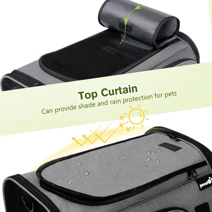 Cat Carrier Expandable, Extra Large Pet Carrier Bag, Foldable Cat Carrier Bag with Breathable Mesh, Pet Carrier Transport Bag for Dogs and Cats, with Shoulder Strap and Pet Bowl