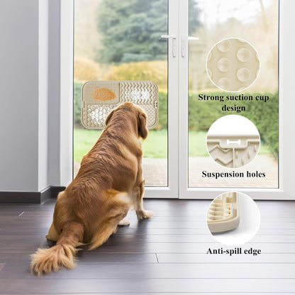 Licky Mats for Dogs Large Dog Slow Feeding Lick Mats with Suction Cup Boredom and Anxiety Reducer Lick Mats for Dogs Beige