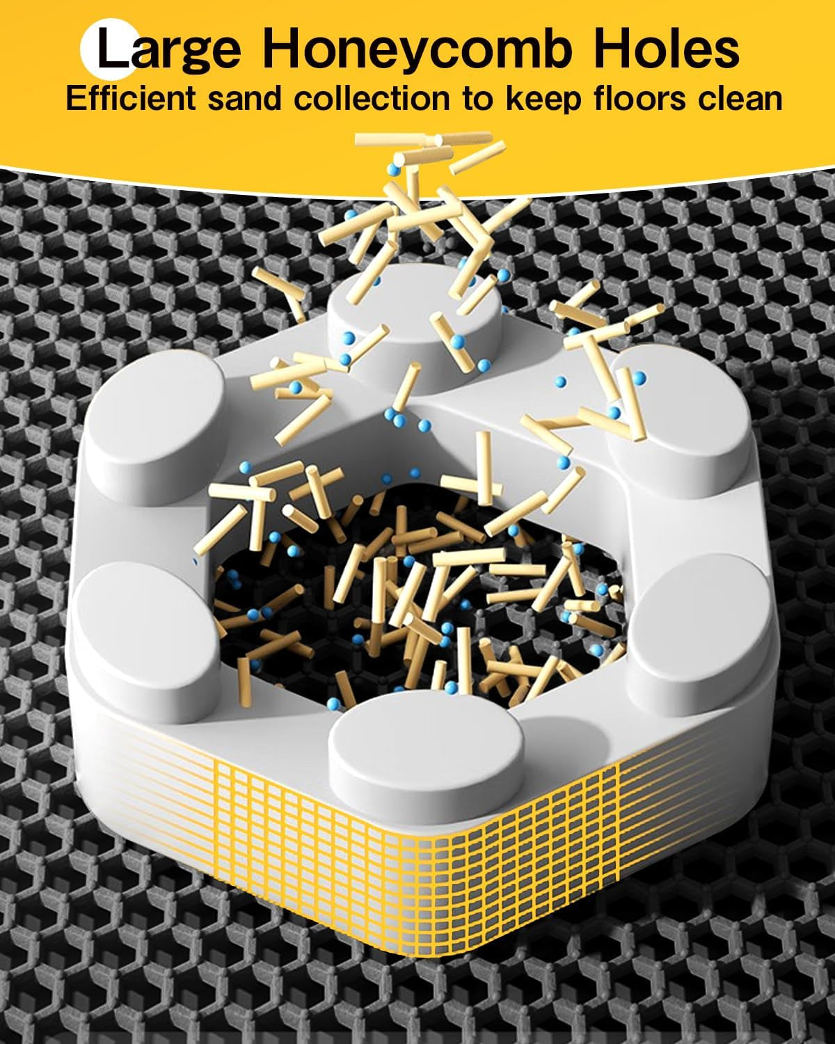 Cat Litter Mat 90 X 60 Cm Large Litter Trapping Mat Double Layer Waterproof Cat Litter Tray Mat Honeycomb Holes Design Cat Mat Non-Toxic Nonslip Black