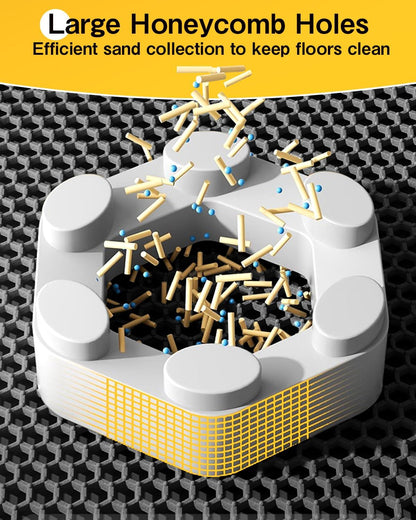Cat Litter Mat 90 X 60 Cm Large Litter Trapping Mat Double Layer Waterproof Cat Litter Tray Mat Honeycomb Holes Design Cat Mat Non-Toxic Nonslip Black