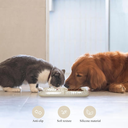 Licky Mats for Dogs Large Dog Slow Feeding Lick Mats with Suction Cup Boredom and Anxiety Reducer Lick Mats for Dogs Beige