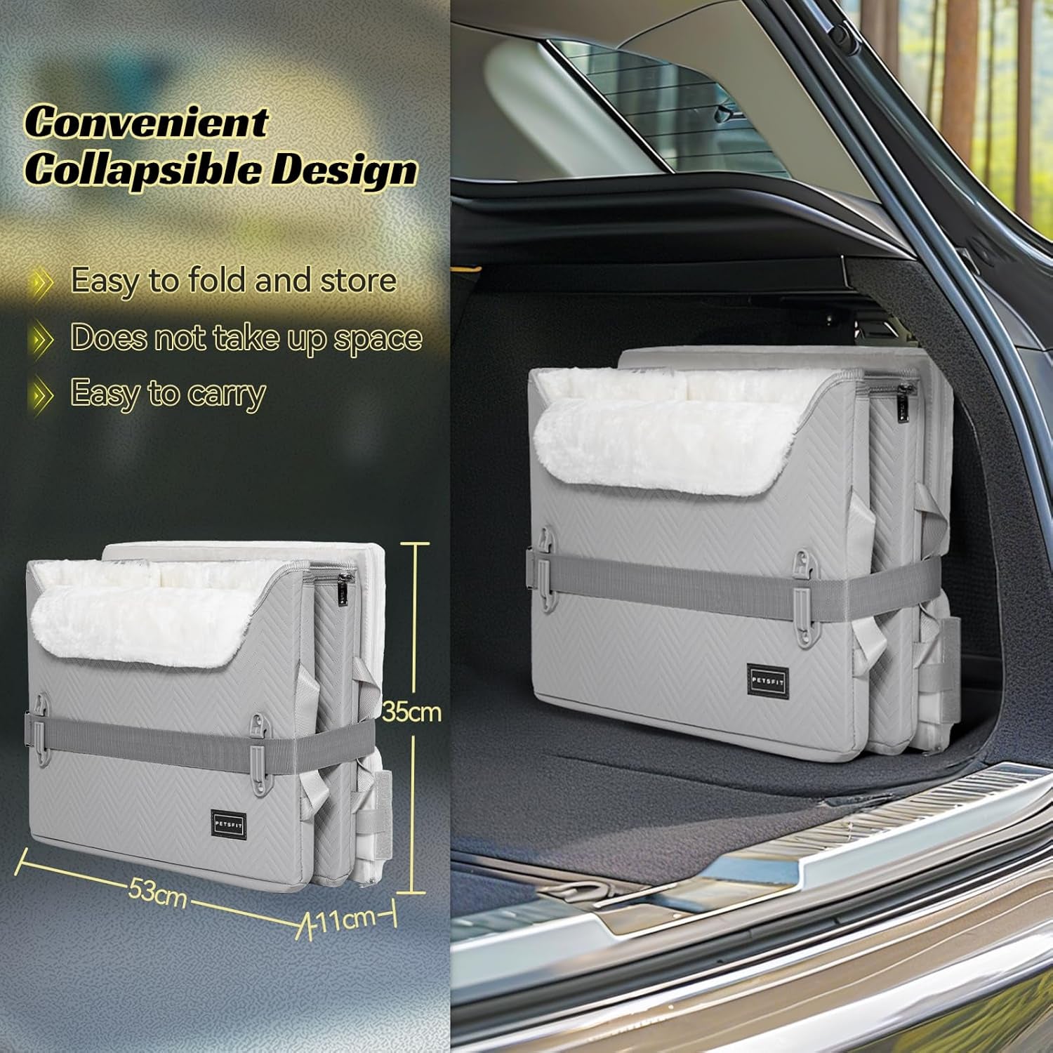 Elevated View Dog Booster Seat – Grey (M, Harness Clips, Up to 11kg) | HappyPawsCo UK