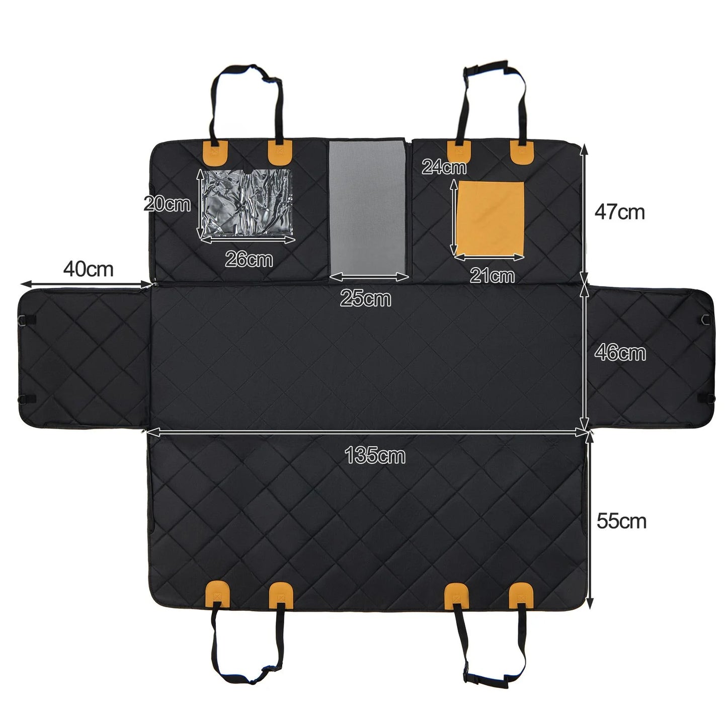 Dog on black car seat hammock with mesh window – HappyPawsCo UK car travel gear