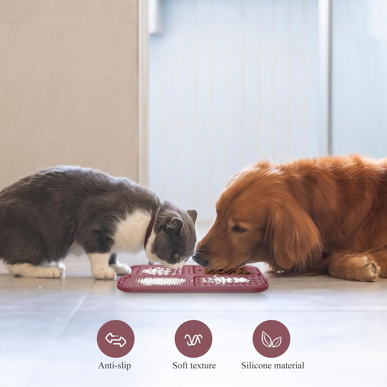 Licky Mats for Dogs Large Dog Slow Feeding Lick Mats with Suction Cup Boredom and Anxiety Reducer Lick Mats for Dogs Dark Red