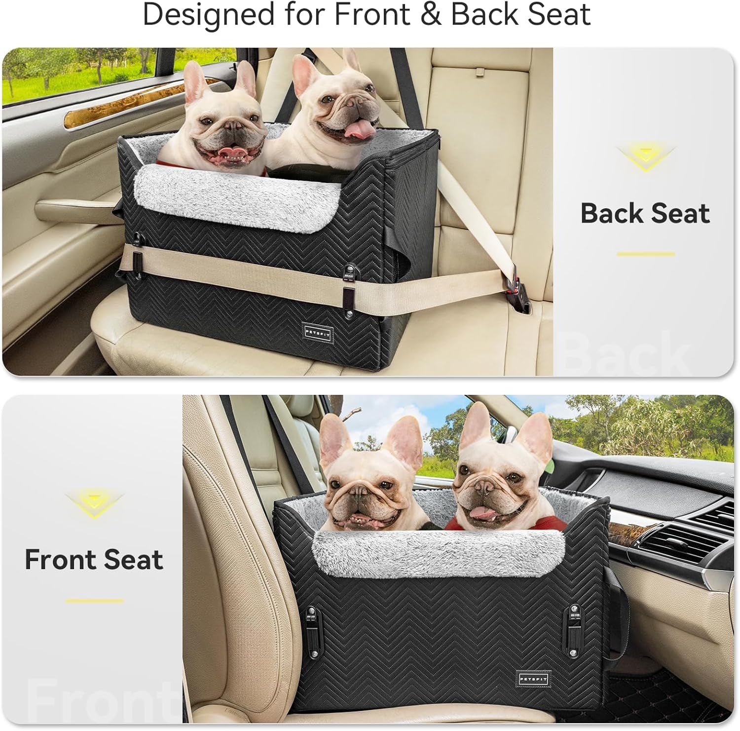 Elevated View Dog Booster Seat – Black (M, Harness Clips, Up to 11kg) | HappyPawsCo UK