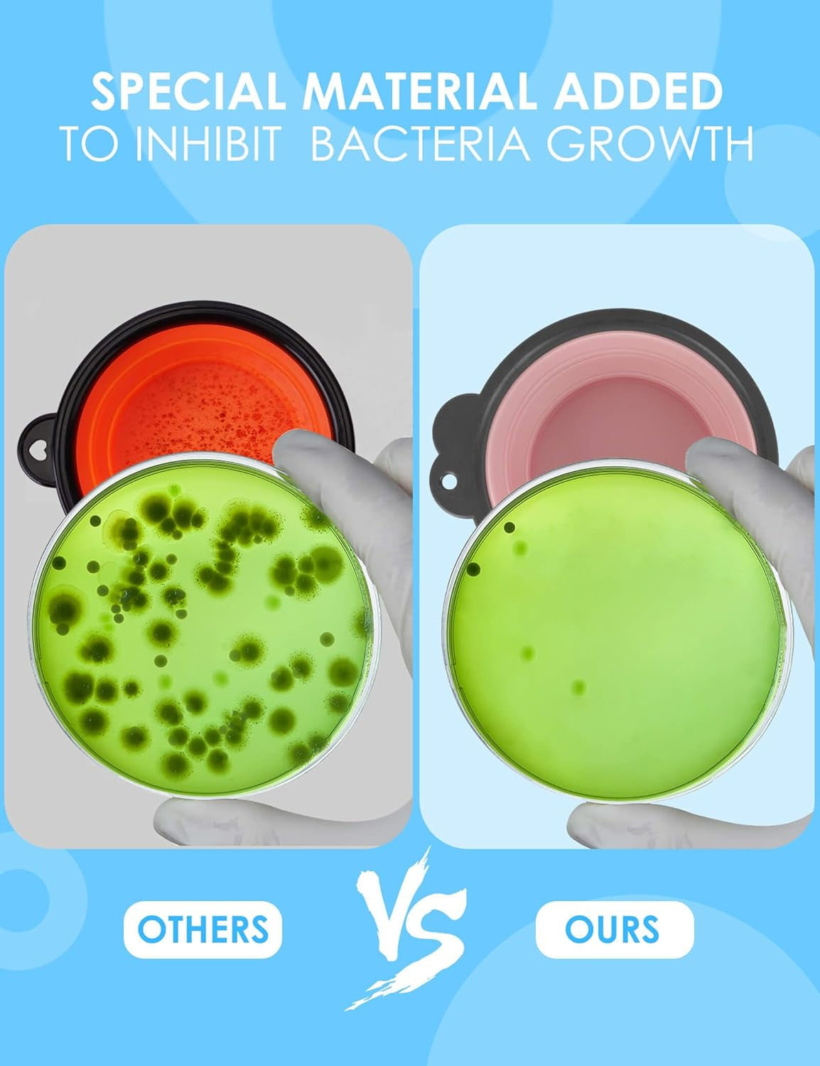 Collapsible Dog Bowls with Bottle Carrier, 2 Pack Travel Dog Water Bowl with Upgraded Carabiner, One-Piece Molded Rim No Fall off or Crack (Gray/Pink, Large(Pack of 2))