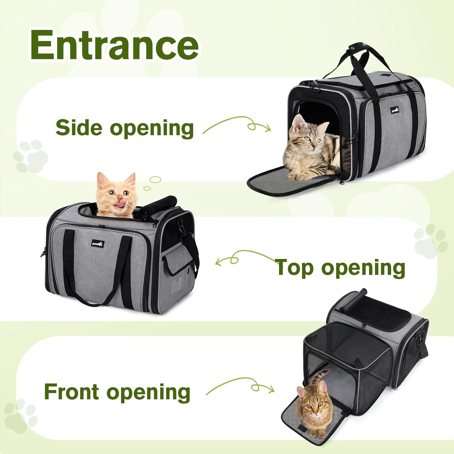 Cat Carrier Expandable, Extra Large Pet Carrier Bag, Foldable Cat Carrier Bag with Breathable Mesh, Pet Carrier Transport Bag for Dogs and Cats, with Shoulder Strap and Pet Bowl