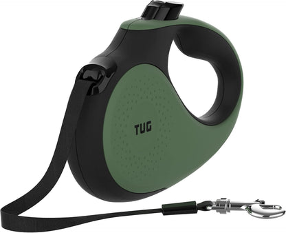 360° Tangle-Free Retractable Dog Lead for up to 25 Kg Dogs | 5 M Strong Nylon Tape/Ribbon | One-Handed Brake, Pause, Lock (Medium, Green)