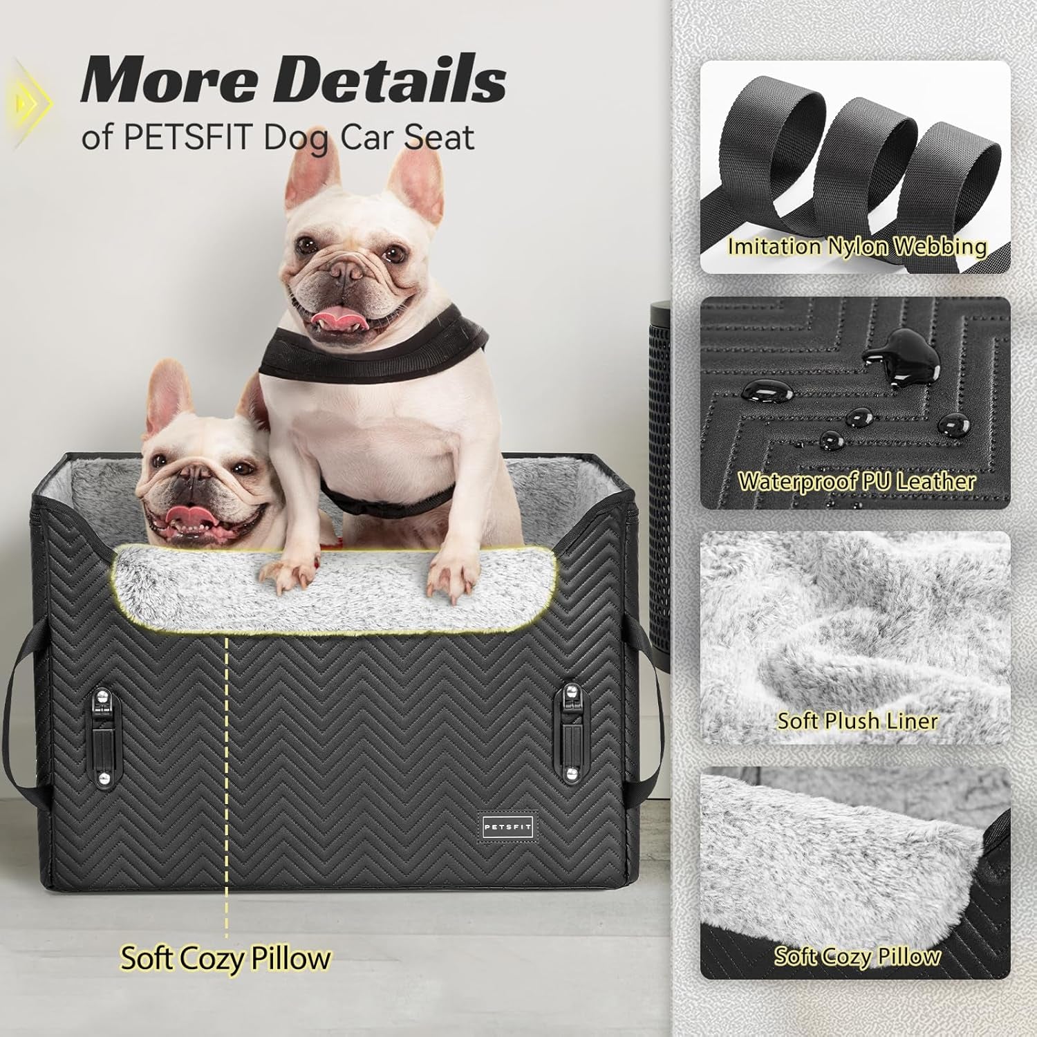 Elevated View Dog Booster Seat – Black (M, Harness Clips, Up to 11kg) | HappyPawsCo UK