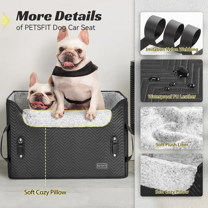 Elevated View Dog Booster Seat – Black (M, Harness Clips, Up to 11kg) | HappyPawsCo UK