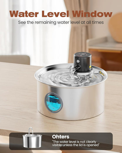 Wireless Cat Water Fountain – 3.2L Stainless Steel, Battery-Operated & Quiet | HappyPawsCo UK