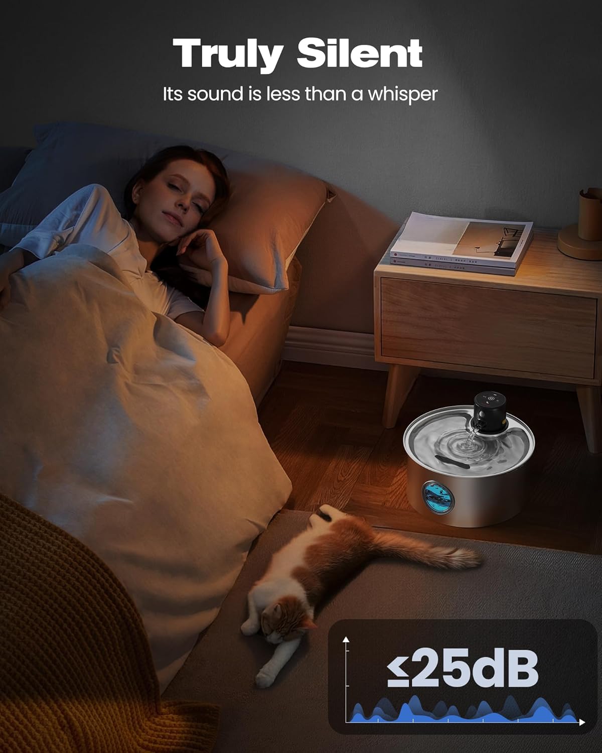 Wireless Cat Water Fountain – 3.2L Stainless Steel, Battery-Operated & Quiet | HappyPawsCo UK