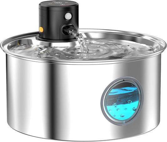 Wireless Cat Water Fountain – 3.2L Stainless Steel, Battery-Operated & Quiet | HappyPawsCo UK