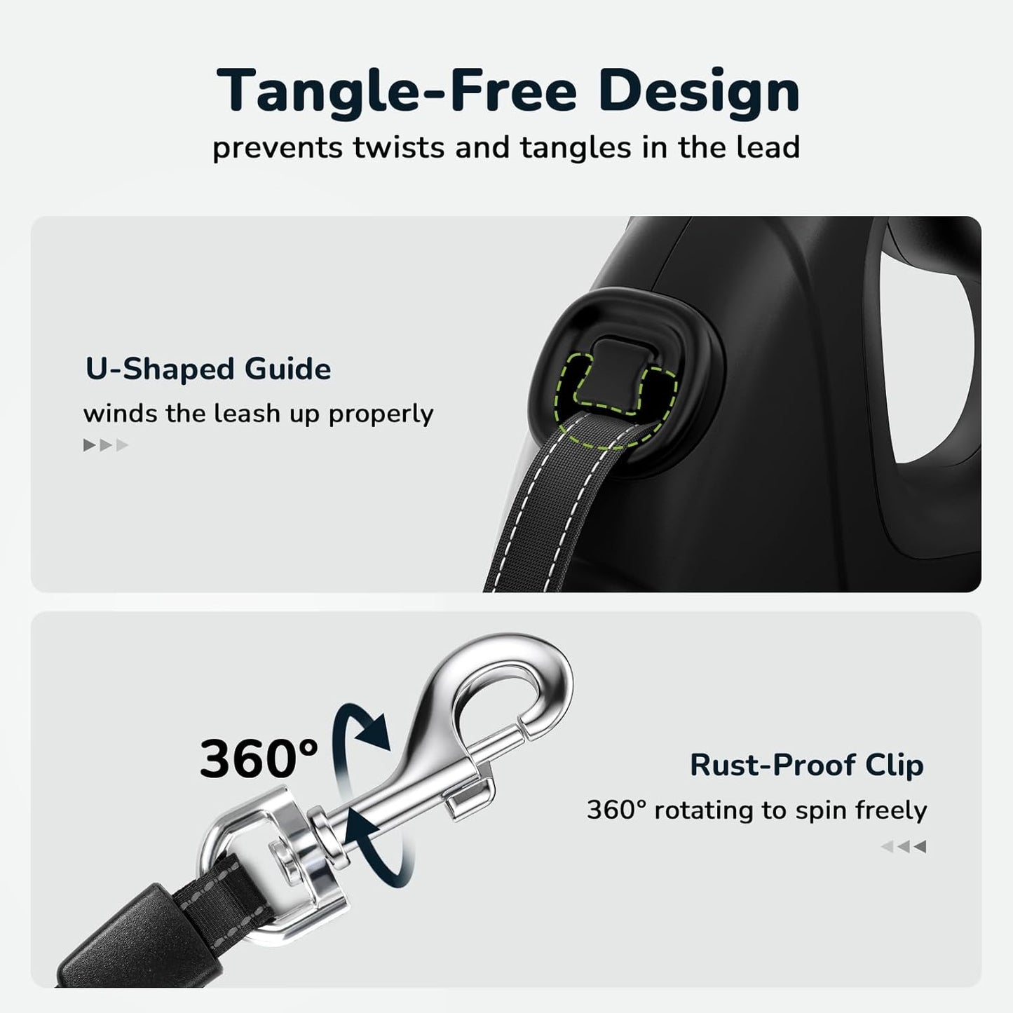 Retractable Dog Leash with Poo Bag Holder, 10M/32Ft Extended Dog Leash with 360° Tangle-Free, Anti-Slip Handle and Quick Brake Button, Suitable for Dogs up to 110Lbs/50Kg in Weight