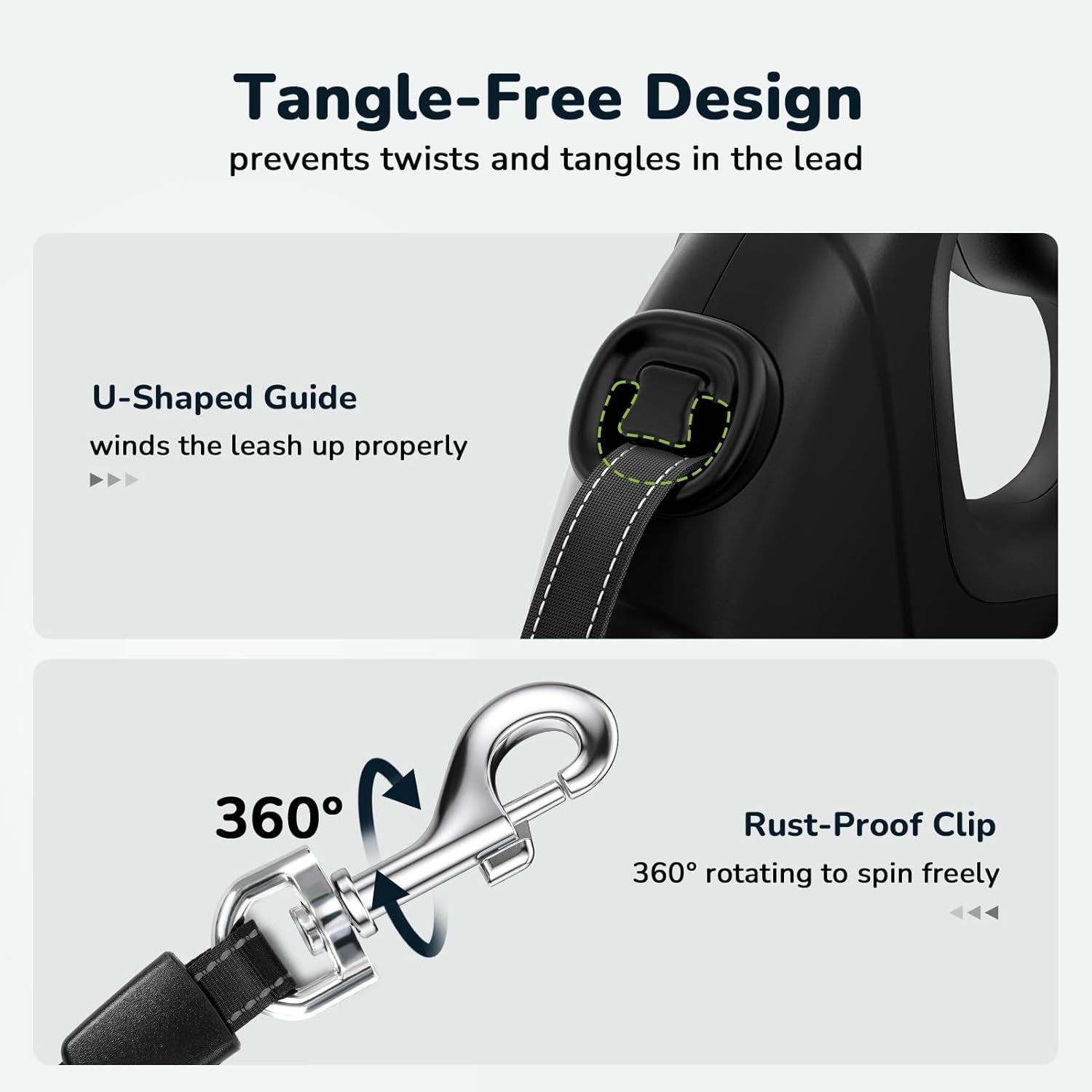 Retractable Dog Leash with Poo Bag Holder, 10M/32Ft Extended Dog Leash with 360° Tangle-Free, Anti-Slip Handle and Quick Brake Button, Suitable for Dogs up to 110Lbs/50Kg in Weight