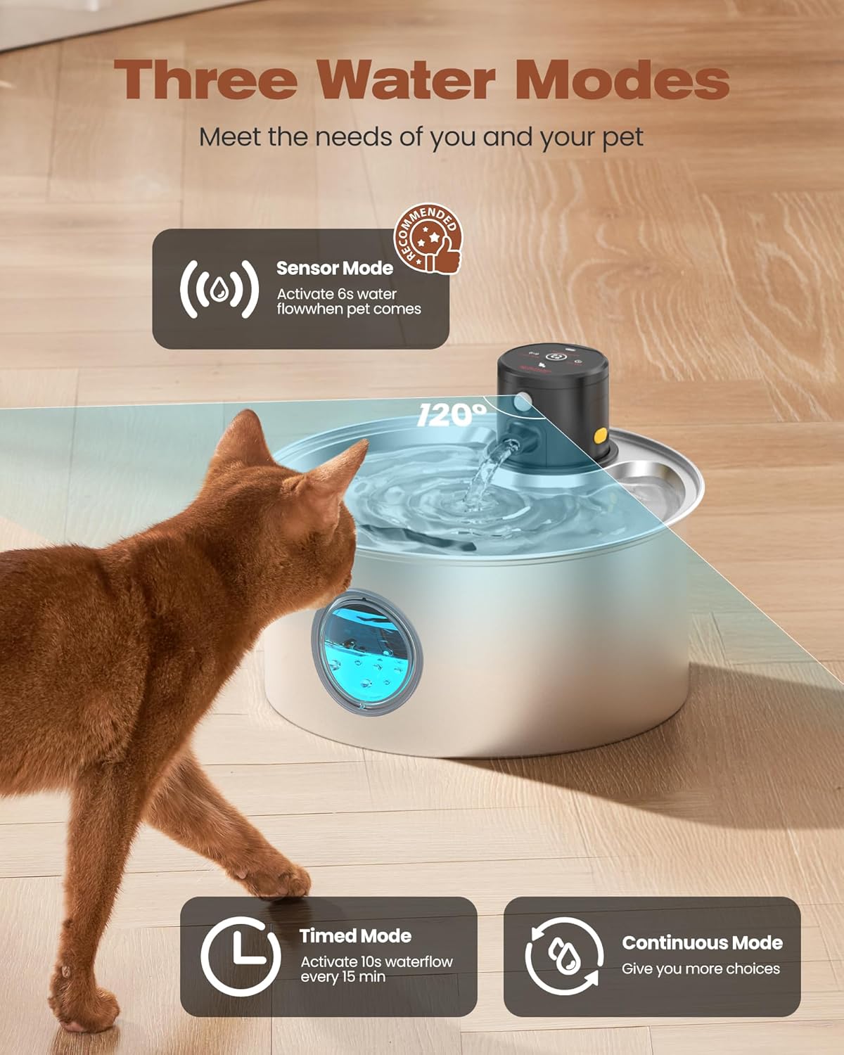 Wireless Cat Water Fountain – 3.2L Stainless Steel, Battery-Operated & Quiet | HappyPawsCo UK