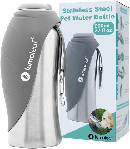 Stainless Steel Pet Water Bottle – 800 ml (Grey)