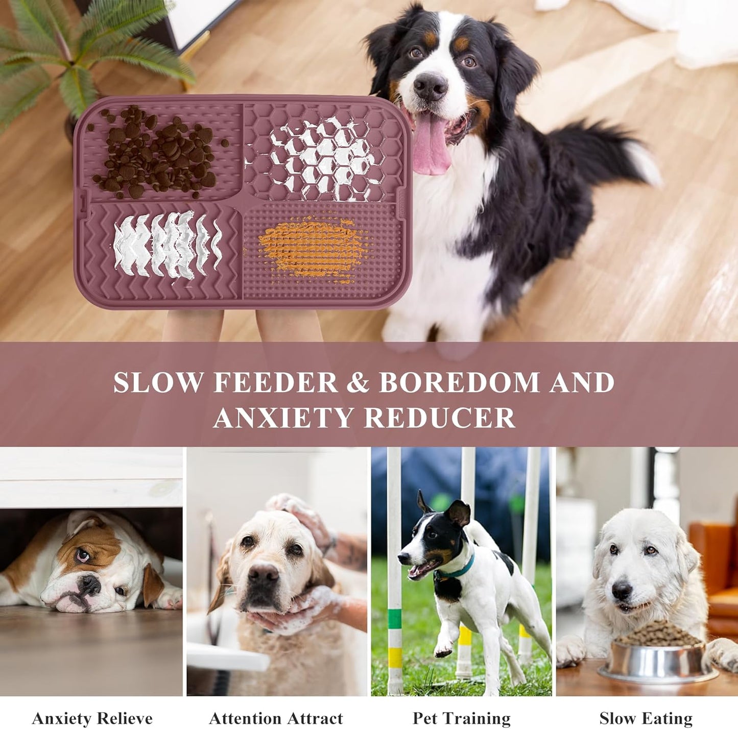 Licky Mats for Dogs Large Dog Slow Feeding Lick Mats with Suction Cup Boredom and Anxiety Reducer Lick Mats for Dogs Dark Red