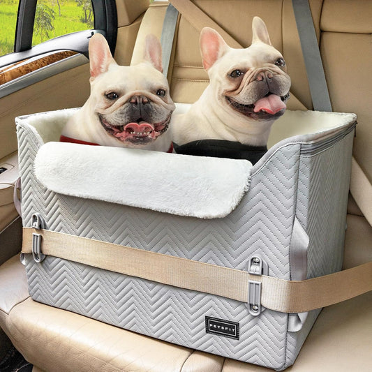 Elevated View Dog Booster Seat – Grey (M, Harness Clips, Up to 11kg) | HappyPawsCo UK