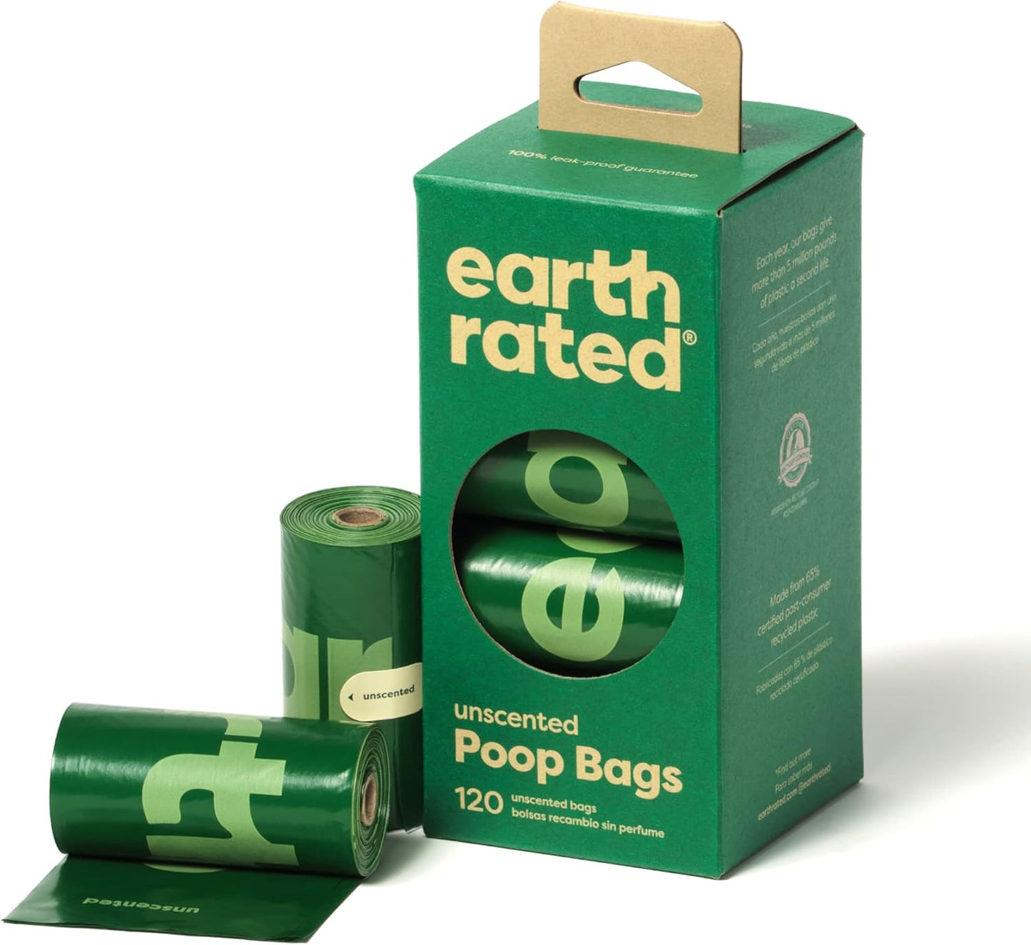 Earth Rated Dog Poo Bags – Unscented, 120 Count (UK)