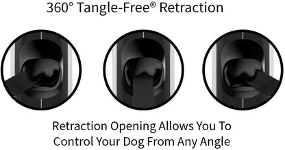360° Tangle-Free Retractable Dog Lead for up to 25 Kg Dogs | 5 M Strong Nylon Tape/Ribbon (Medium, Black)