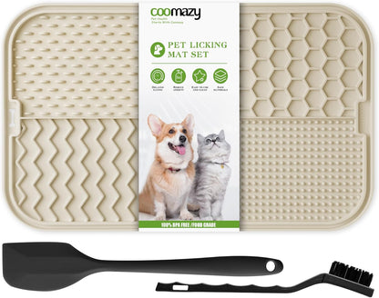 Licky Mats for Dogs Large Dog Slow Feeding Lick Mats with Suction Cup Boredom and Anxiety Reducer Lick Mats for Dogs Beige